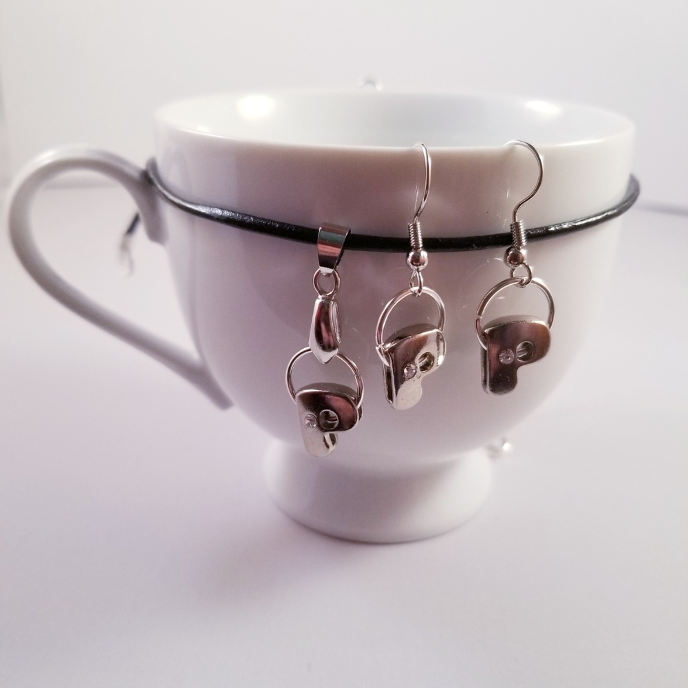 Leather Cord Silver Initial P Necklace Set